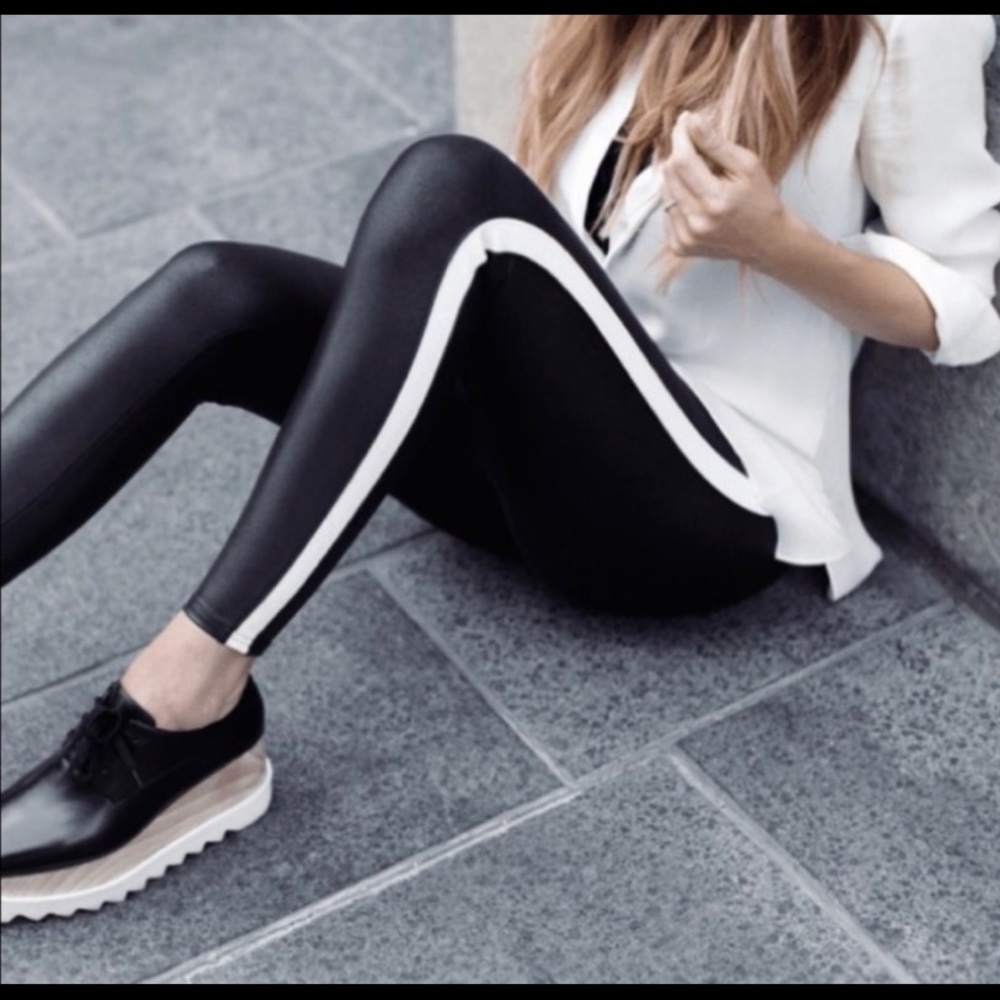 Spanx Small faux leather side strip leggings